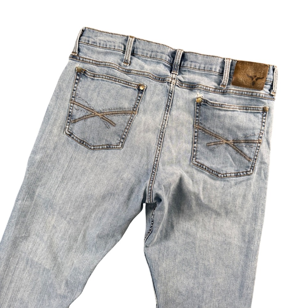 Wrangler 20X Mens Light Wash Bootcut Jeans Distressed Western Rodeo 36x32‎
